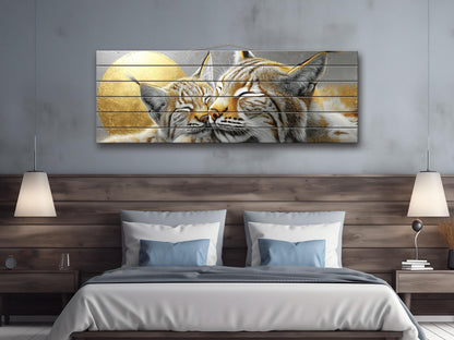 Tender Bobcats Print on Wood, Modern Romantic Wall Art