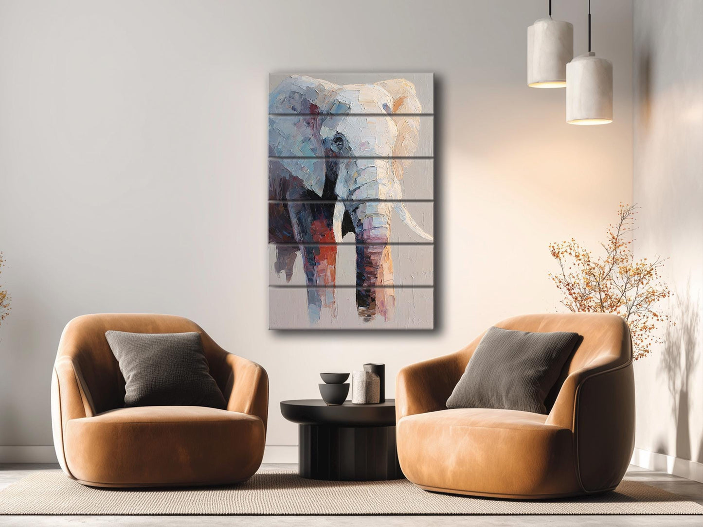 Elephant Wood Art – Minimalist Natural Wood Print | Rustic Farmhouse Wall Decor