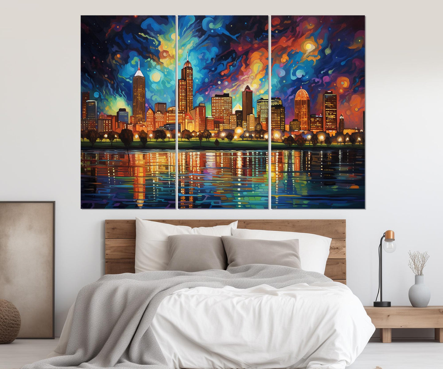 Detroit Canvas Print – Abstract Detroit Skyline Painting | Ready to Hang Wall Art