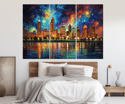 Detroit Canvas Print – Abstract Detroit Skyline Painting | Ready to Hang Wall Art