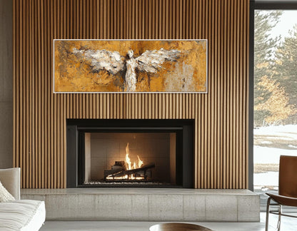 Abstract Angel Silhouette Canvas Print, Religious Wall Art, Christian Bedroom Wall Decor, Framed and Ready to Hang