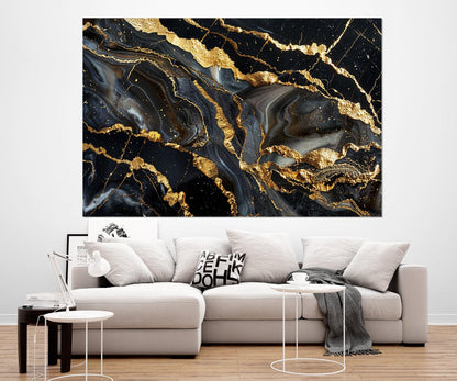 Black Gold Marble Canvas | Luxury Wall Art - Contemporary Framed Canvas Print