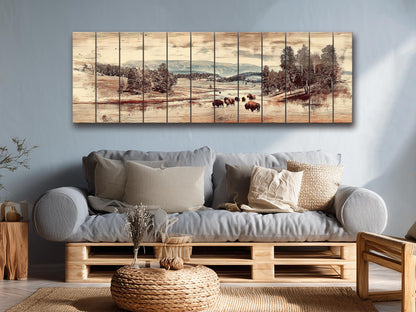 Yellowstone Wood Print – Rustic Wall Decor on Natural Wood Art Panel