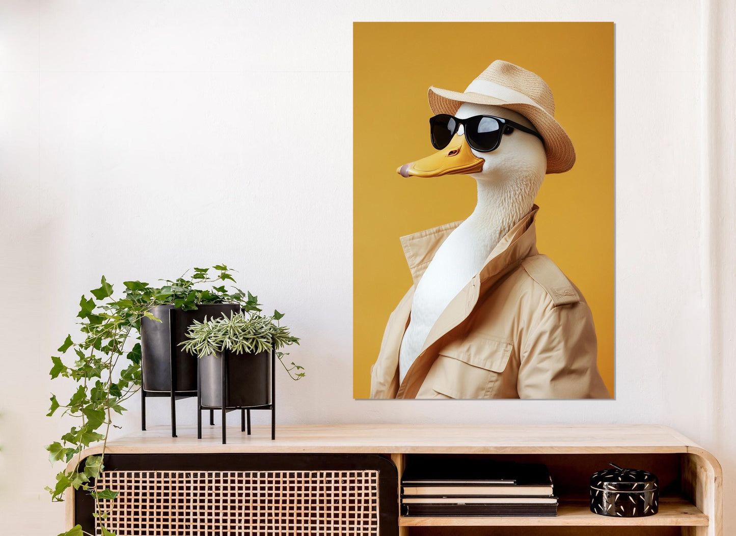 Duck Canvas Print – Cool Duck in Hat & Sunglasses | Framed Canvas Art, Ready to Hang