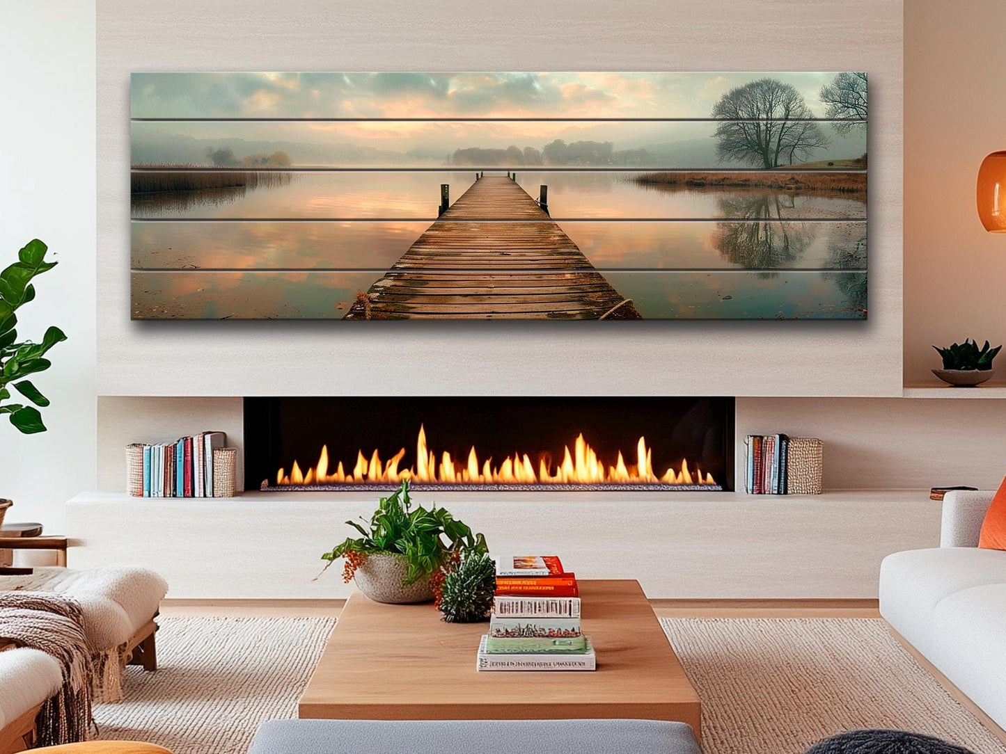 Rustic Wood Wall Art – Old Fishing Bridge Art on Natural Wood Print | Ready to Hang