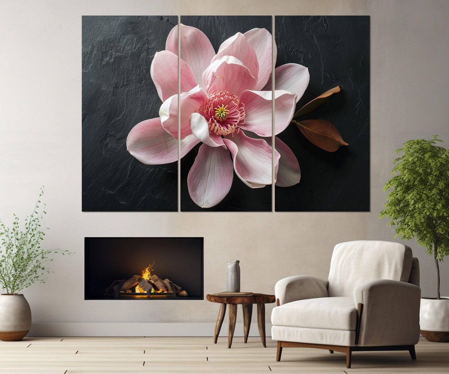Pink Magnolia Canvas – Floral Wall Art | Framed & Ready to Hang Cotton Print
