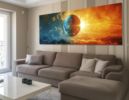 Abstract Day Night Canvas - High Quality Cotton Canvas Print | Moon Sun Wall Art
