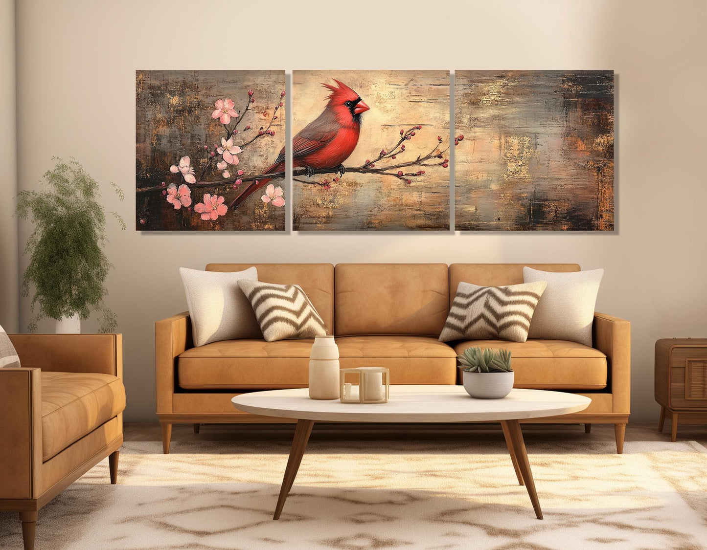 Cardinal Wall Art - Red Cardinal Painting on Gallery Wrapped Canvas | Ready to Hang