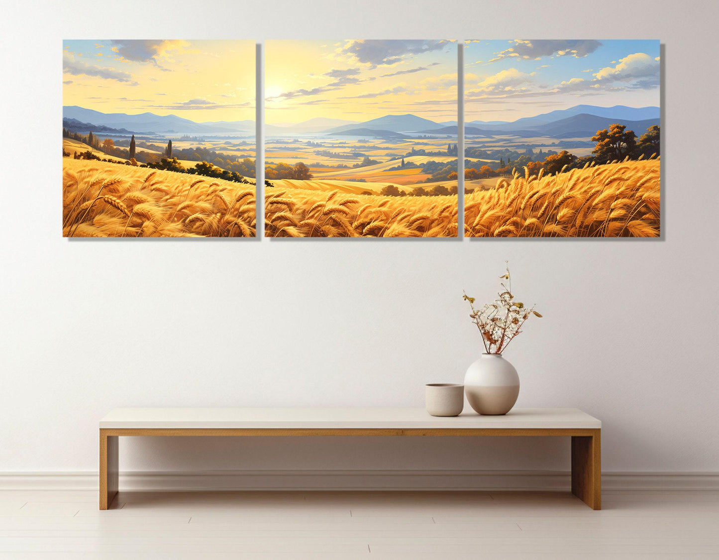 Wheat Field Canvas Print - Rustic Farm Wall Decor | Large Framed Artwork