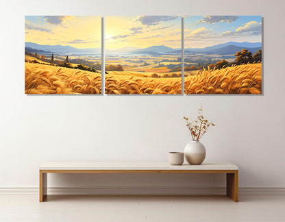 Wheat Field Canvas Print - Rustic Farm Wall Decor | Large Framed Artwork