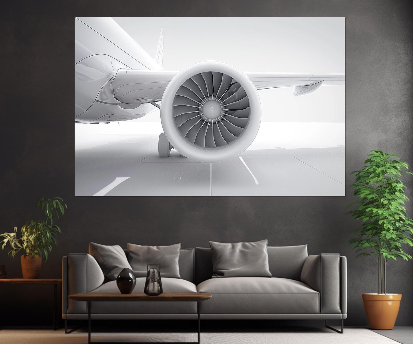 Plane Turbine Canvas Print - Minimalist Aviation Wall Art | Ready To Hang Framed Cotton Canvas