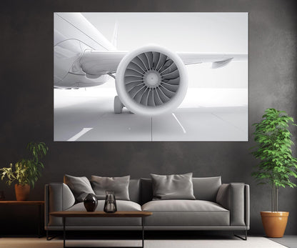 Plane Turbine Canvas Print - Minimalist Aviation Wall Art | Ready To Hang Framed Cotton Canvas
