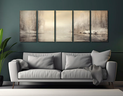 Winter Landscape Canvas - Dramatic Snowy Forest Art | Framed Wall Decor Ready to Hang