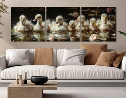 Cygnets Canvas Print - Cute Swans Wall Art | Framed & Ready to Hang Cotton Canvas