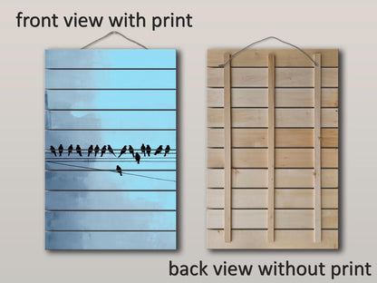Rustic Wood Wall Art – Minimalist Bird Wall Decor on Natural Wood Planks