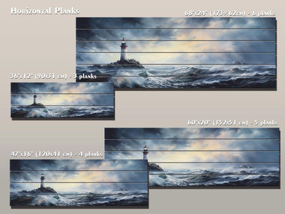 Nautical Wood Wall Art – Scenic Lighthouse Print on Wood | Coastal Home Decor