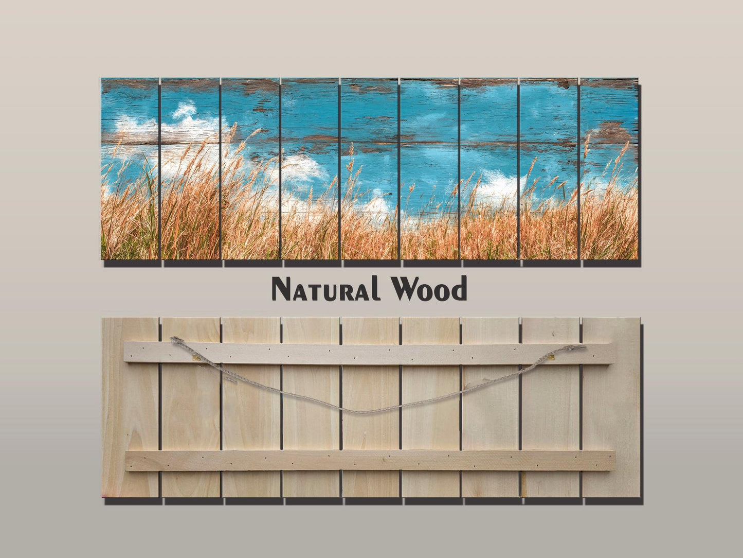 Wheat Field Print Wood – Rustic Landscape Painting | Farmhouse Wall Art Decor