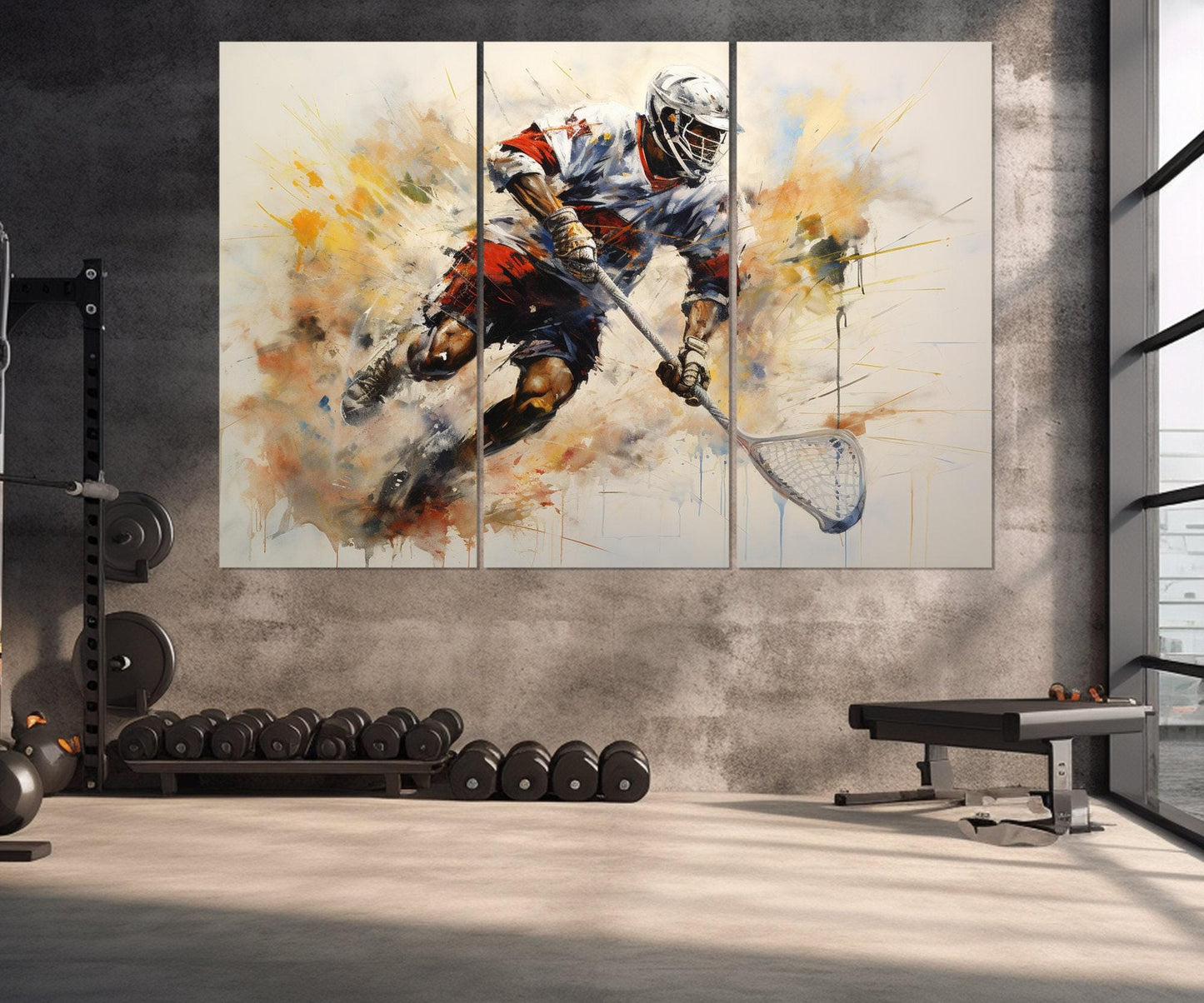 Lacrosse Wall Art - Abstract Lacrosse Canvas Print | Framed Floating Frame Ready to Hang