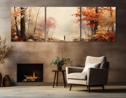 Autumn Landscape Canvas Large Canvas Painting – Abstract Forest Print, Ready to Hang Art