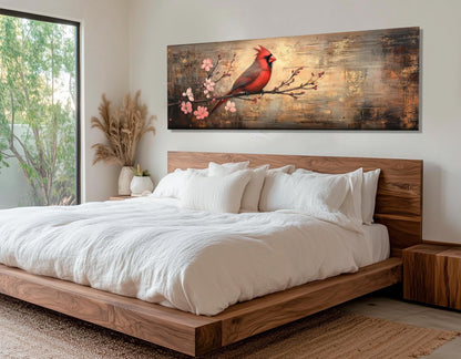 Cardinal Wall Art - Red Cardinal Painting on Gallery Wrapped Canvas | Ready to Hang