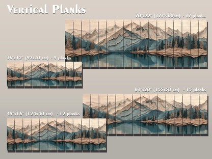 Panoramic Mountain Wood Art – Rustic Wood Decor With Layered Peaks Painting