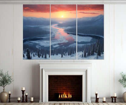 Yellowstone Park Canvas Print – Scenic Winter Yellowstone Sunset Art, Ready to Hang