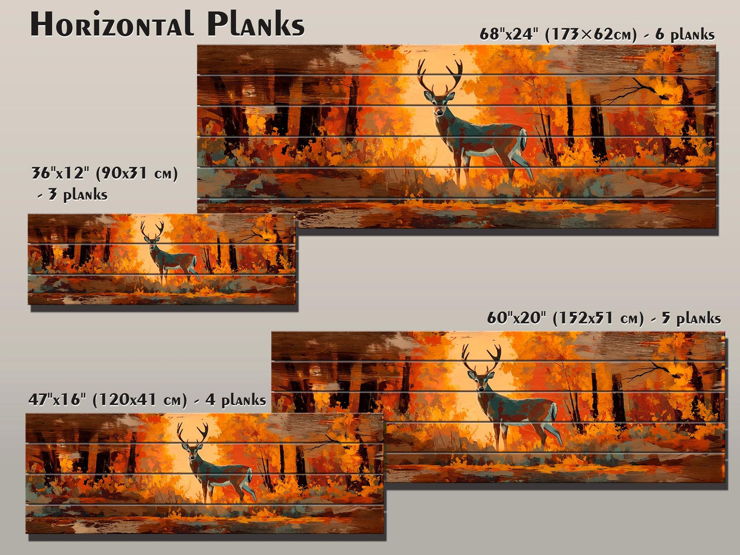 Deer Wall Art - Rustic Wood Print | Autumn Deer Print on Wood | Cabin Decor