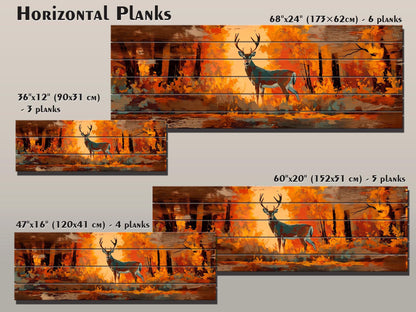 Deer Wall Art - Rustic Wood Print | Autumn Deer Print on Wood | Cabin Decor