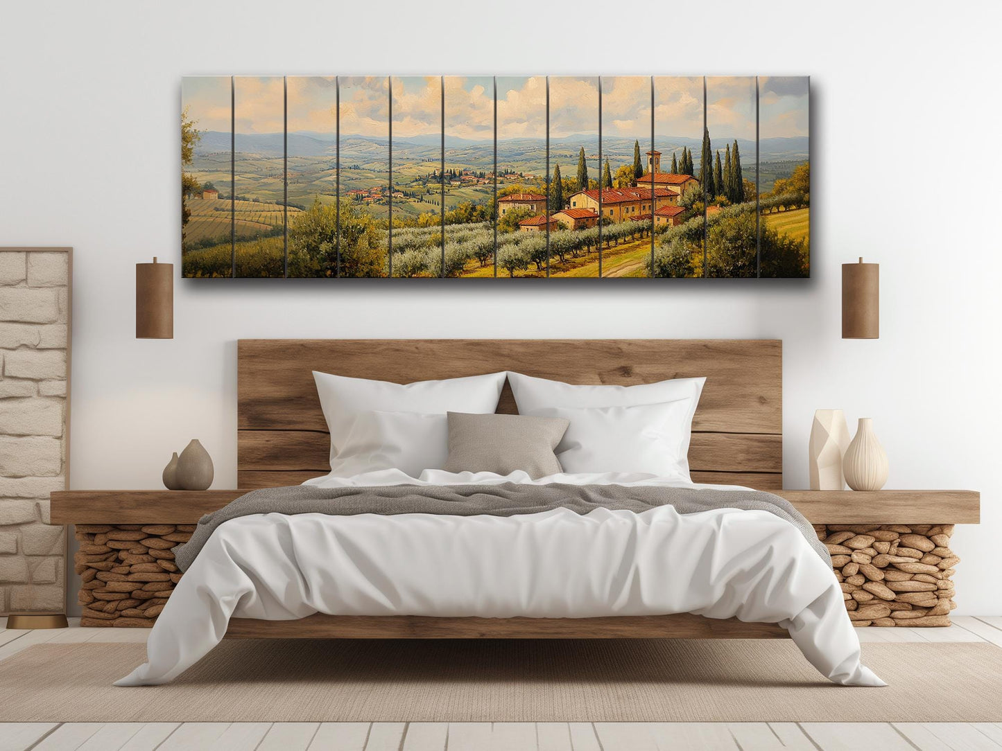 Italy Rolling Hills Print on Natural Wood –  Italy Wall Art