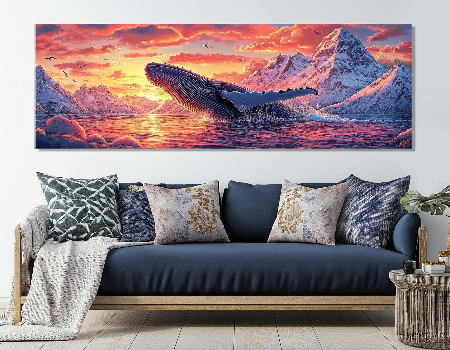 Humpback Whale Canvas | Large Abstract Whale Wall Art - Ready to Hang Print