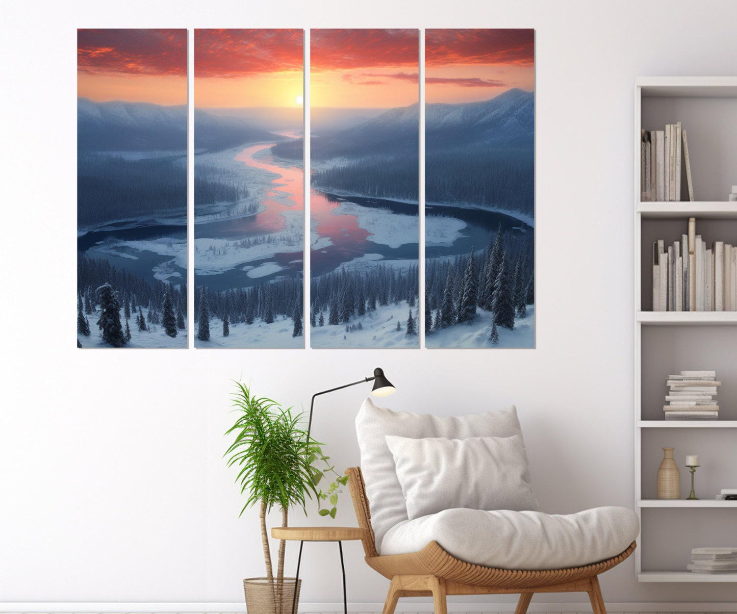 Yellowstone Park Canvas Print – Scenic Winter Yellowstone Sunset Art, Ready to Hang