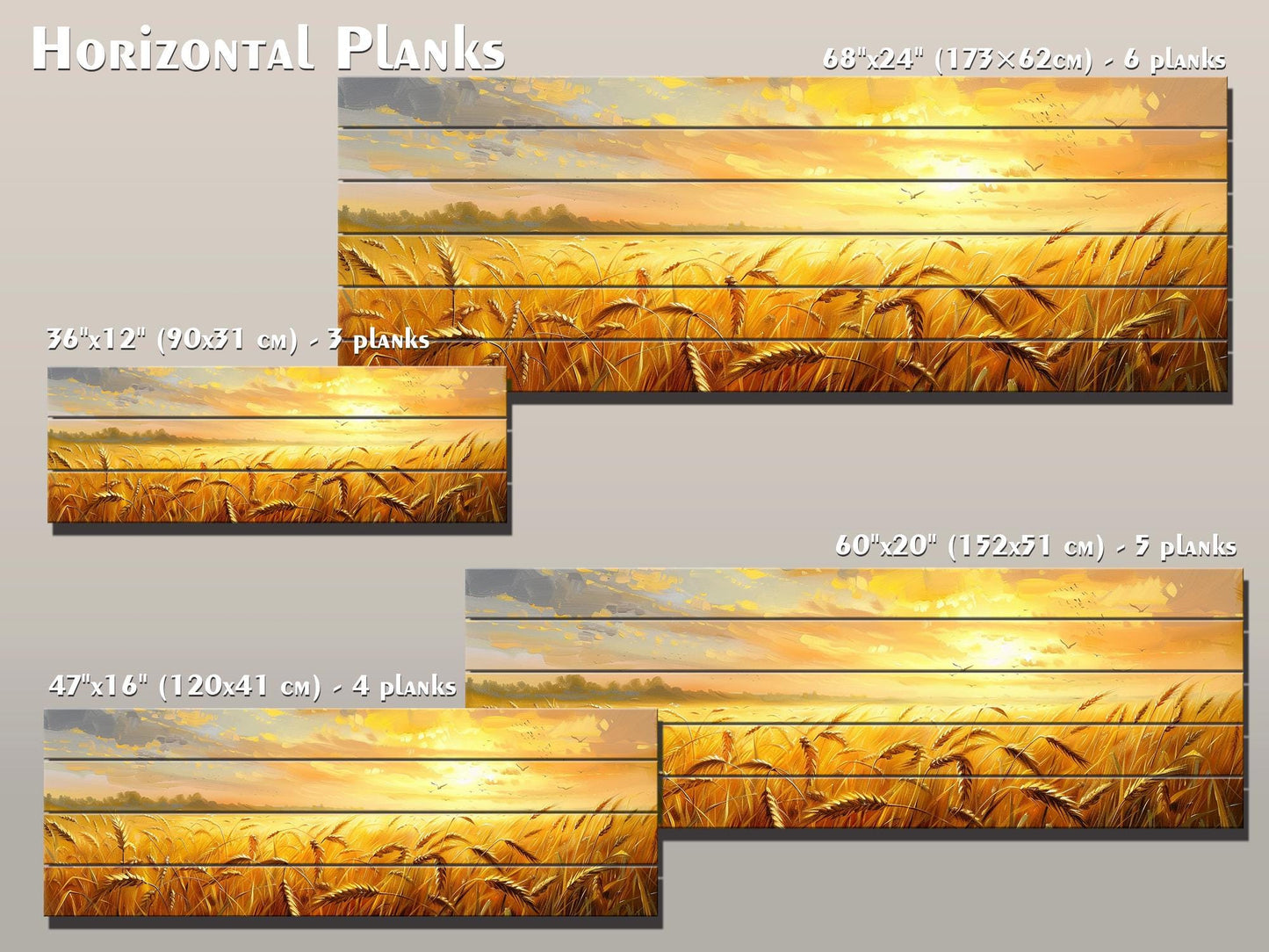 Wood Wall Art – Rustic Farmhouse Wall Art | Golden Wheat Field Print on Wood