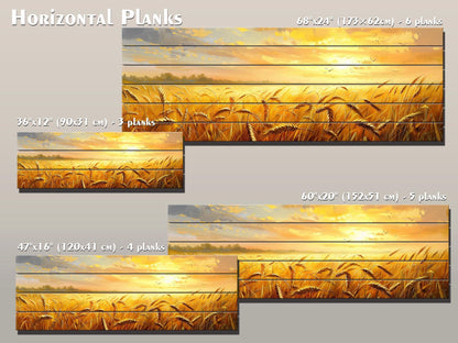 Wood Wall Art – Rustic Farmhouse Wall Art | Golden Wheat Field Print on Wood