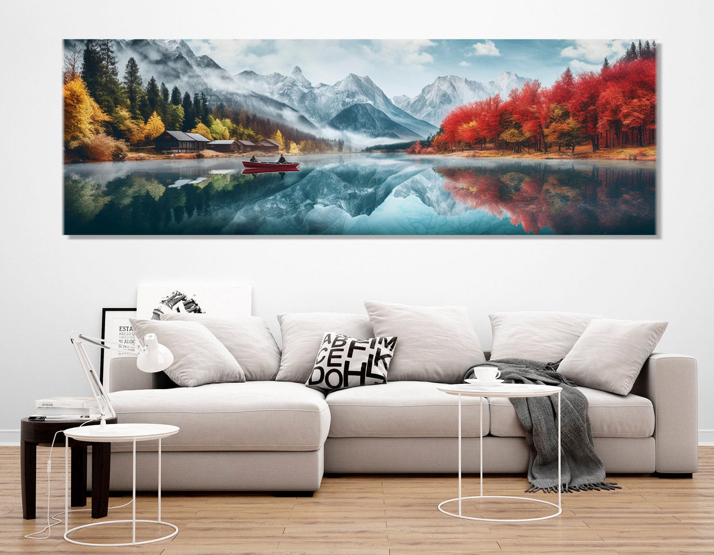 Banff Landscape Painting - Large Abstract Lake Canvas Wall Decor | Ready to Hang