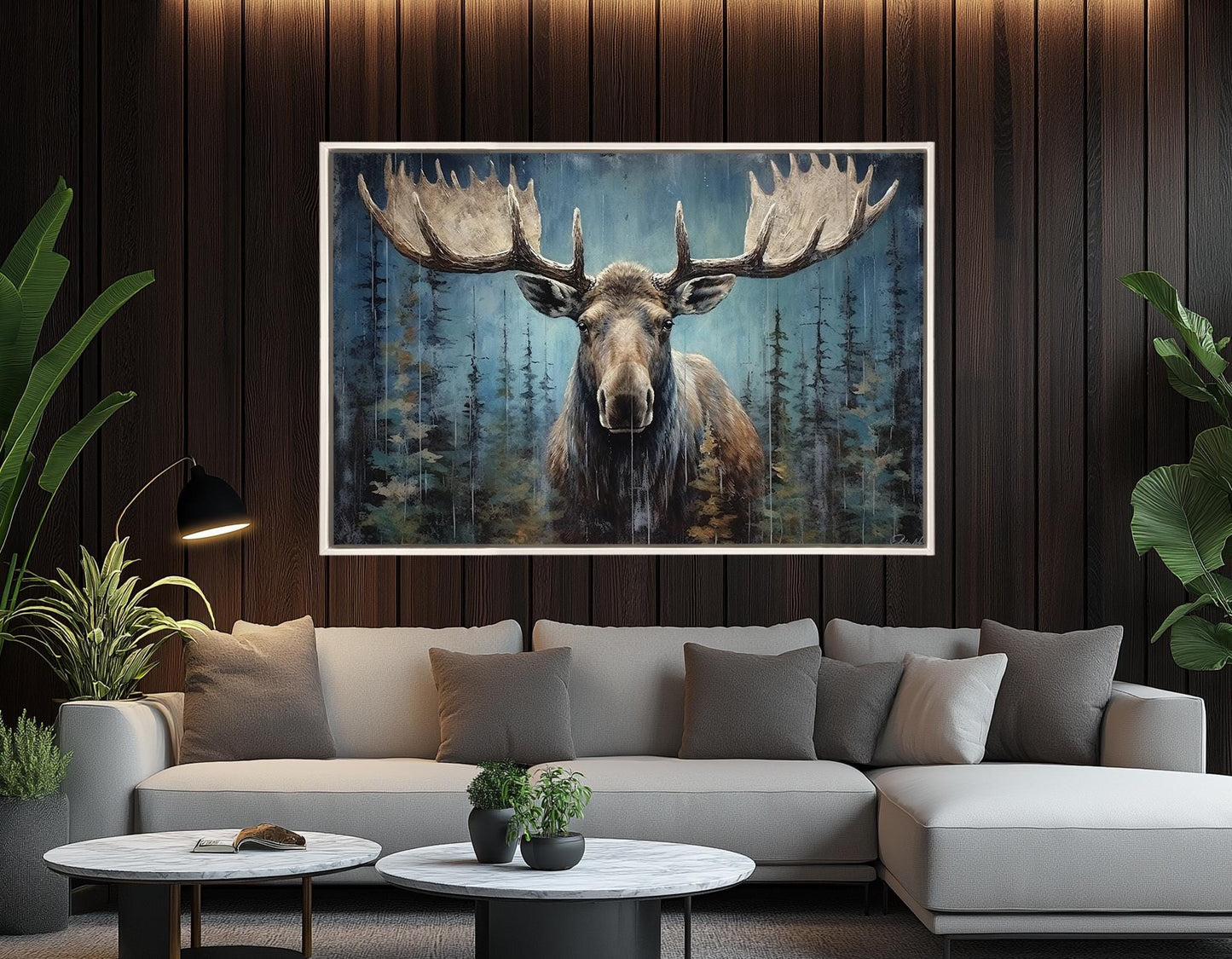Rustic Moose Canvas Print – Framed Canvas Print | Ready to Hang Moose Wall Art