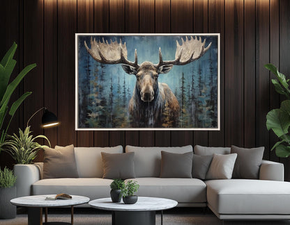 Rustic Moose Canvas Print – Framed Canvas Print | Ready to Hang Moose Wall Art