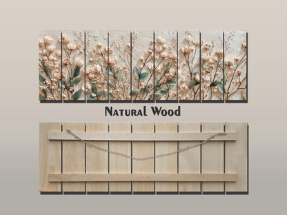 Botanical Wood Art - Rustic Floral Wood Print With Wildflower Wall Decor