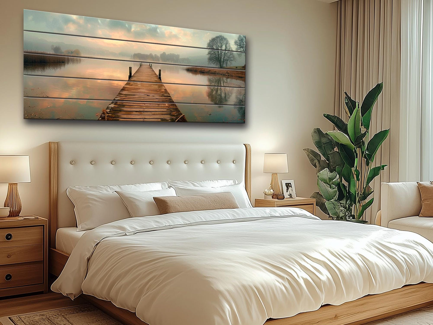Rustic Wood Wall Art – Old Fishing Bridge Art on Natural Wood Print | Ready to Hang