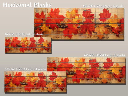 Wood Wall Art – Rustic Wooden Art Floral Panel with Autumn Tree Branch Print