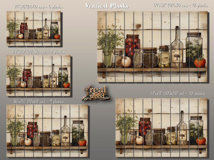 Rustic Kitchen Wall Art – Spices and Herbs Printed Wood Plank Decor