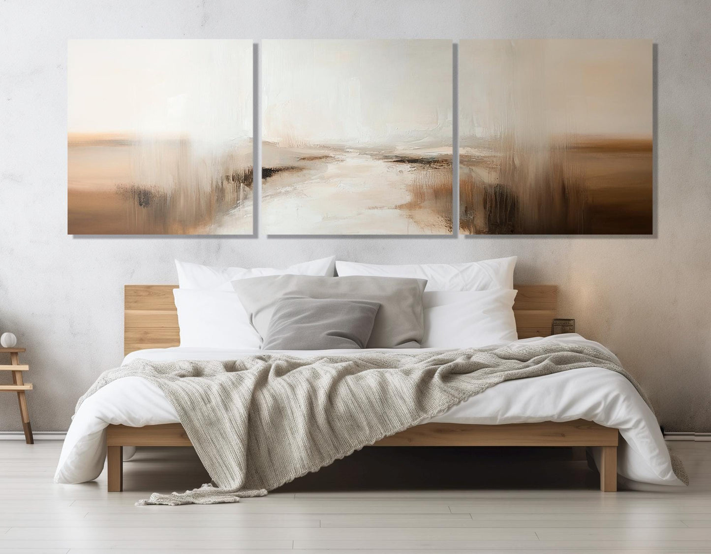 Neutral Tones Abstract River Canvas Print, Soft Colors, Framed and Ready to Hang