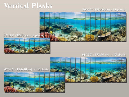 Ocean Wall Art - Rustic Wood Art Coral Reef Painting on Natural Wood Planks