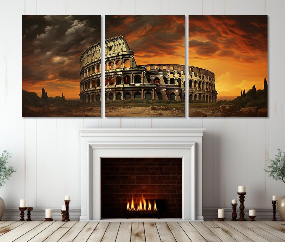 Colosseum Canvas Print – Large Rome Wall Art | Abstract Italy Wall Decor, Framed & Ready to Hang