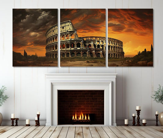 Colosseum Canvas Print – Large Rome Wall Art | Abstract Italy Wall Decor, Framed & Ready to Hang
