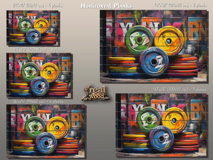 Fitness Wall Art - Rustic Wood Art Gym Wall Decor | Industrial Gym Decor Barbell Print Wood