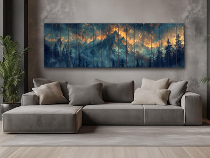Majestic Mountains Printed On Natural Wood - Luxury Wall Art
