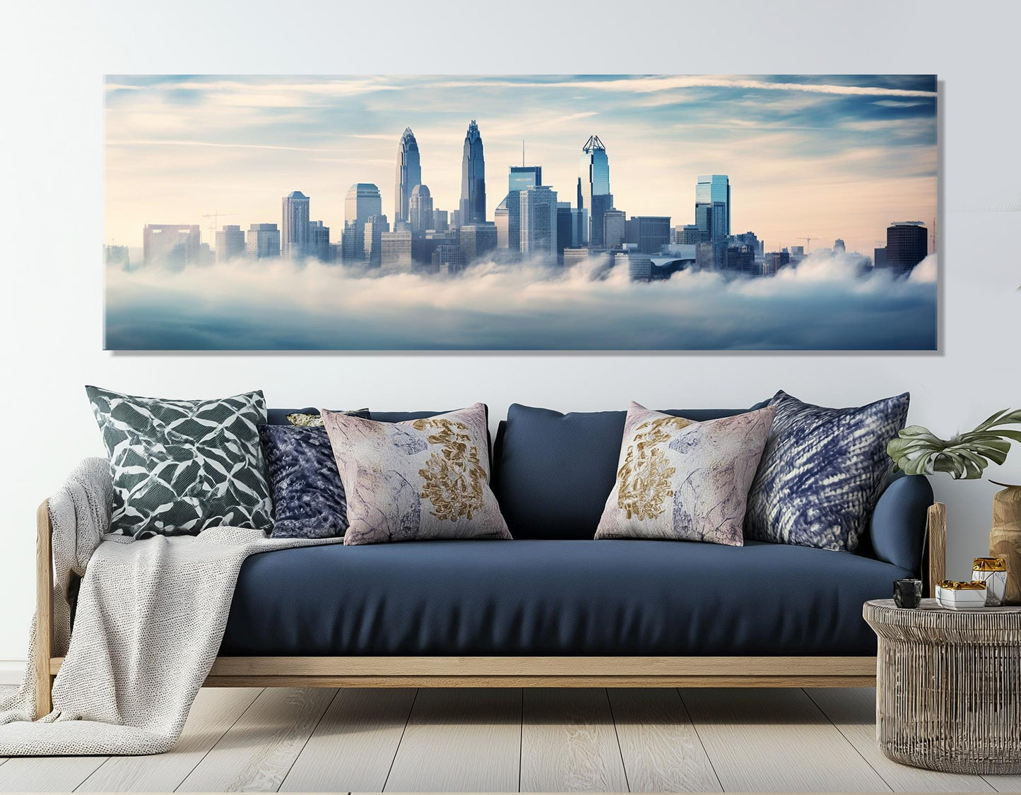 Charlotte Canvas Print – Large Abstract Cityscape on Cotton Canvas, Ready to Hang Art