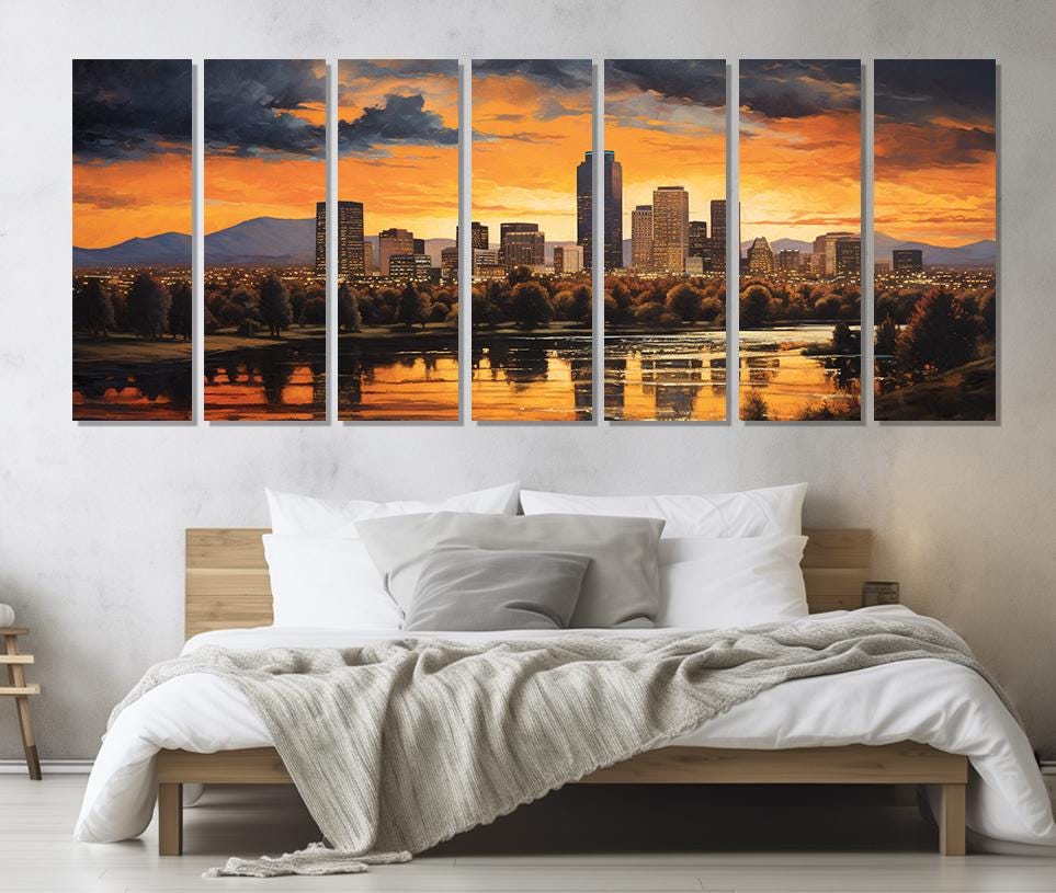Denver Wall Art - Abstract City Painting on High Quality Canvas | Framed Gallery Wrap