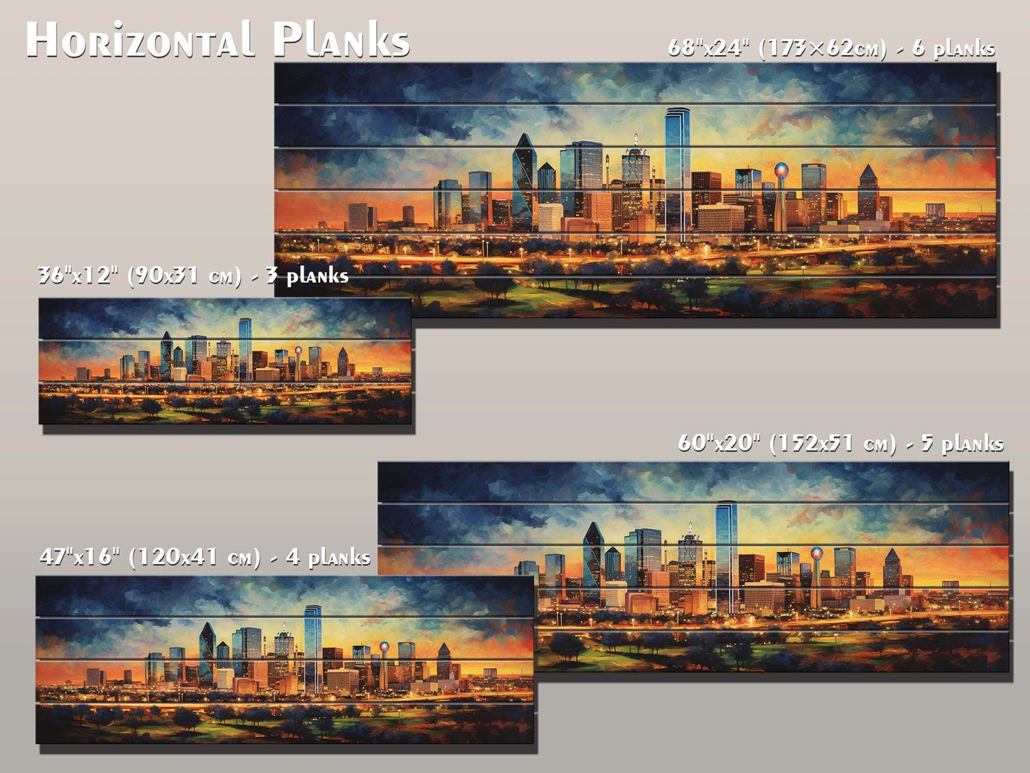 Dallas Wood Wall Art – Rustic Dallas Skyline Art | Abstract Wood Painting Decor