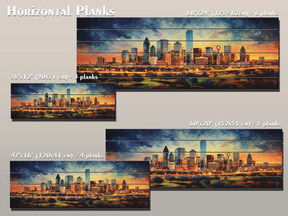 Dallas Wood Wall Art – Rustic Dallas Skyline Art | Abstract Wood Painting Decor